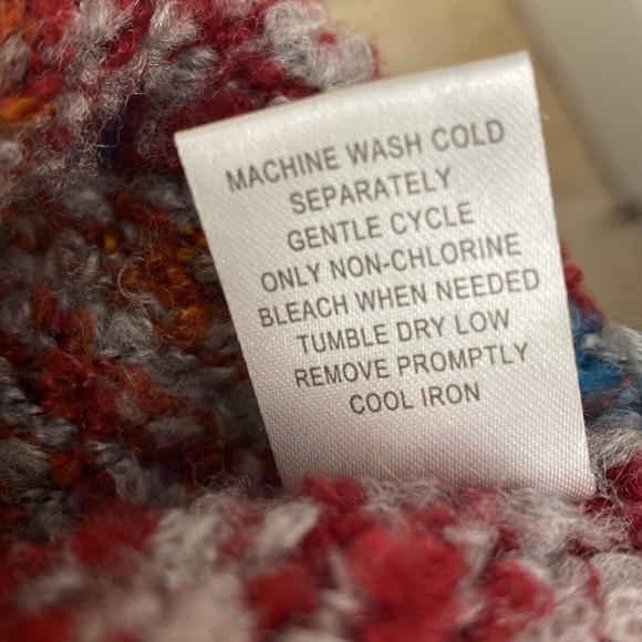 Appleseeds checker Cardigan Womens jewel tones chunky knit Grandpa Sweater L - Picture 6 of 8